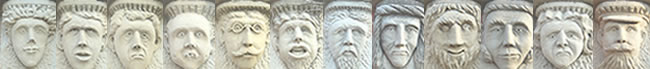 Historic carved sandstone faces